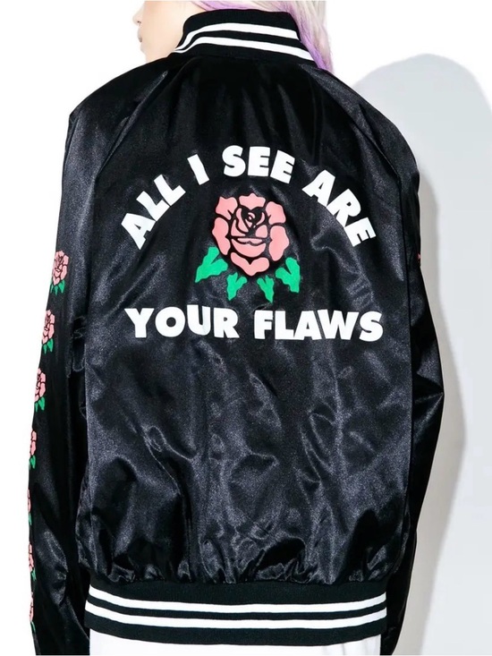 Flying Coffin Jackets & Blazers - Flying Coffin All I See Are Your Flaws Rose Coach Jacket Black Unisex
